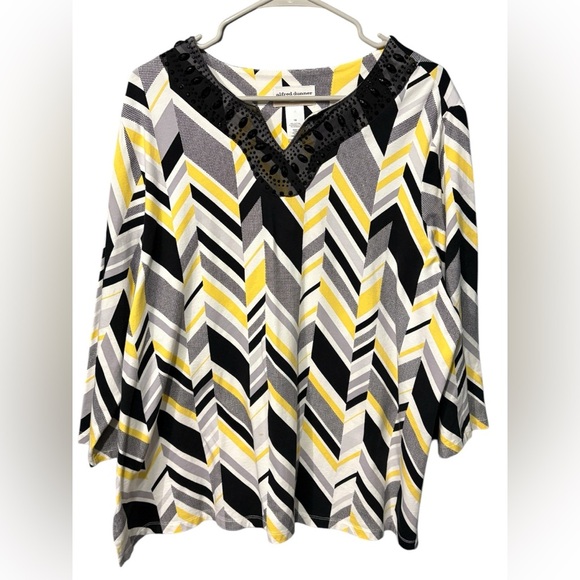 Alfred Dunmer women’s blouse size:1X color:yellow/black - Picture 1 of 5